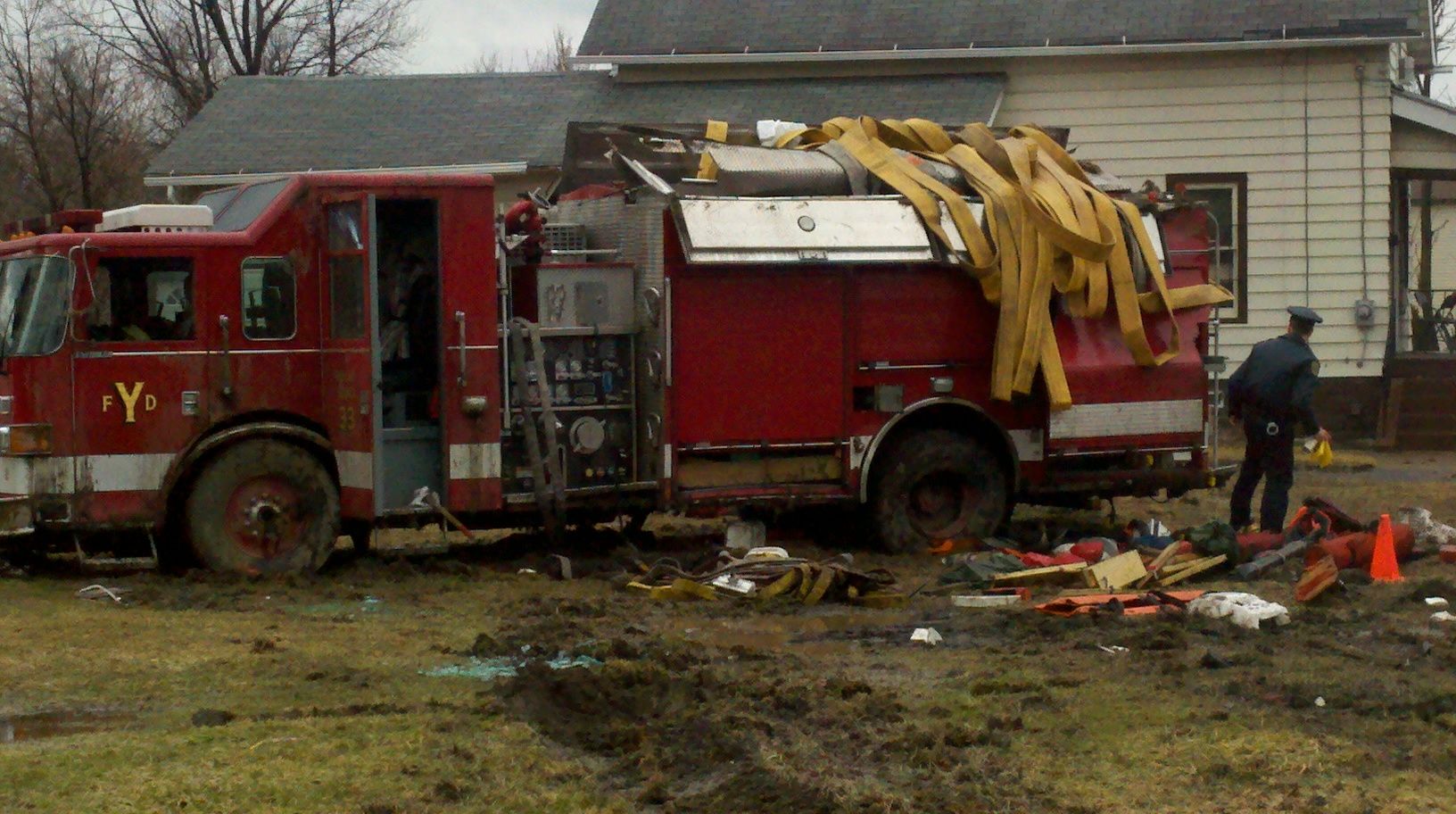 Youngstown fire truck rolls over after being involv News weather sports for