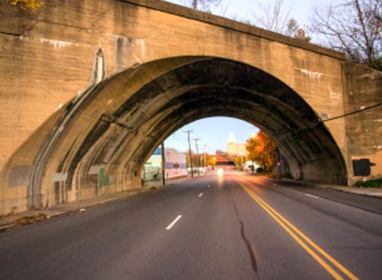 Enhancing this abandoned railway arch located along the Mahoning Avenue corridor into downtown Youngstown is one of five projects selected.