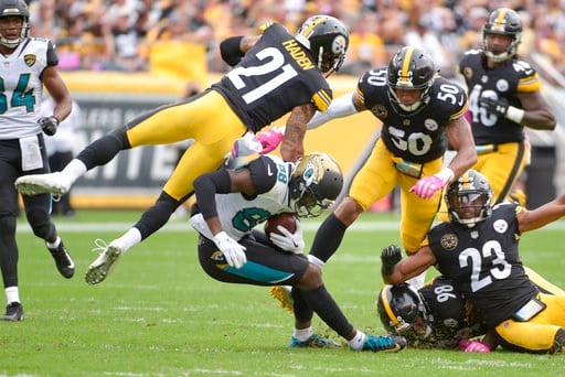 Jacksonville Jaguars offense readies to snap the ball during an