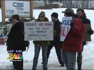 Group protests outside Jamestown, PA business - WFMJ.com