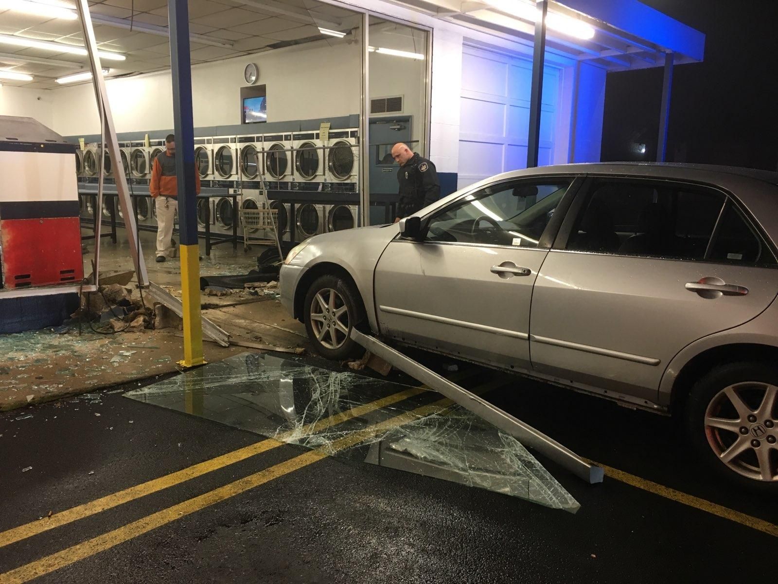 Woman drives into Liberty laundromat