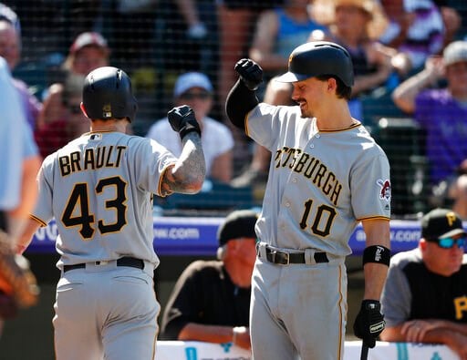 Brault homers, pitches into 7th as Pirates sweep Rockies 6-2