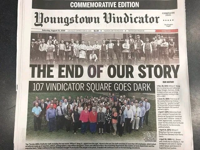 Commemorative Final Issue Of The Vindicator Still Available - WFMJ.com