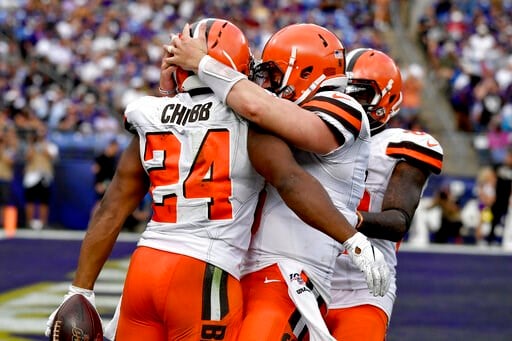 Mayfield and Chubb combine to carry Browns past Ravens 40-25