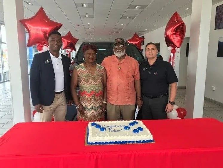2019 photo after Robert and Joyce Faulkner won two year auto lease