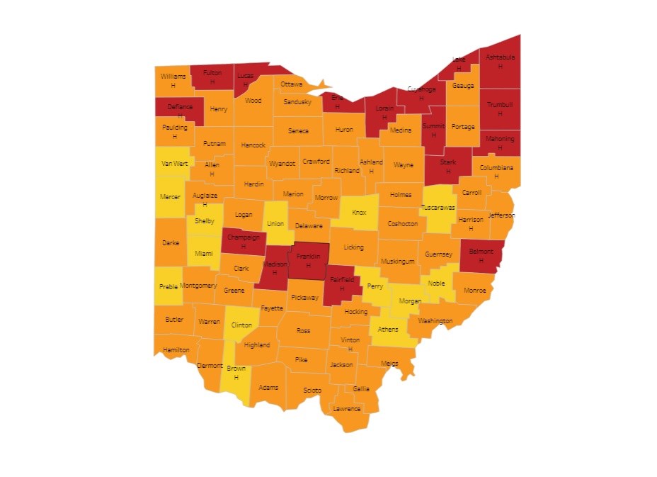 Ohio ends color-coded COVID alert level map - WFMJ.com