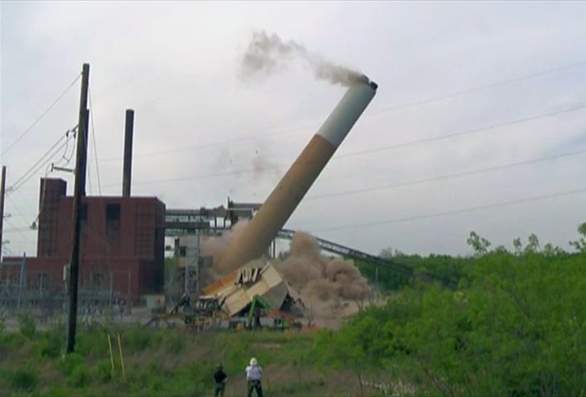May 21, 2021 Large tower toppled at former power plant