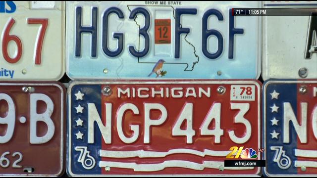 Volant man creates American flag with vintage license plates - WFMJ.com