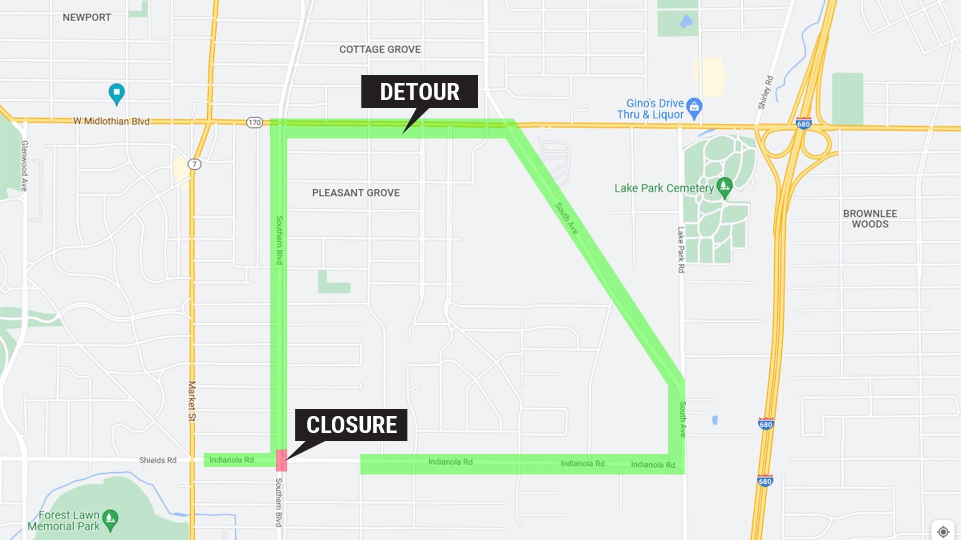 Indianola Rd. to be closed for railroad track repairs beginning Friday