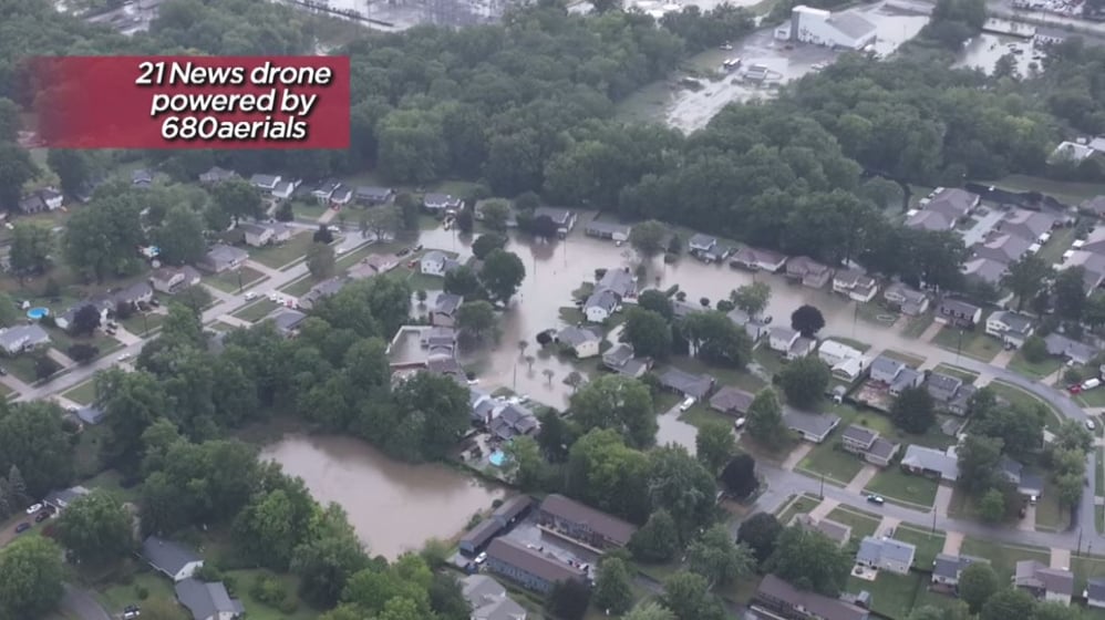 A bird's eye view of flooding in Boardman