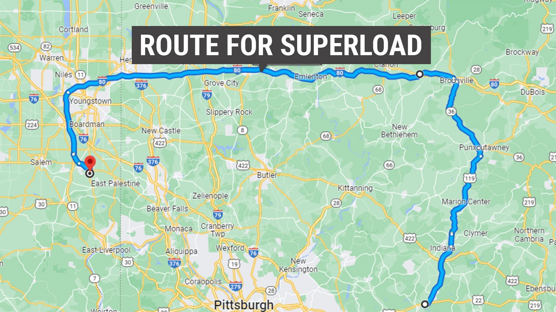 Route for superload