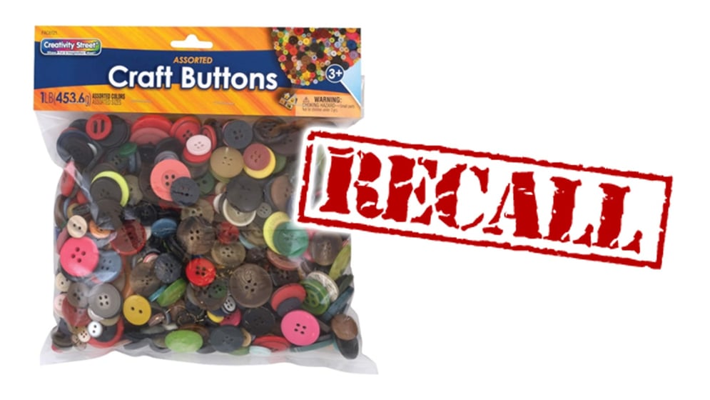 Craft buttons recalled nationwide due to excessive lead content 