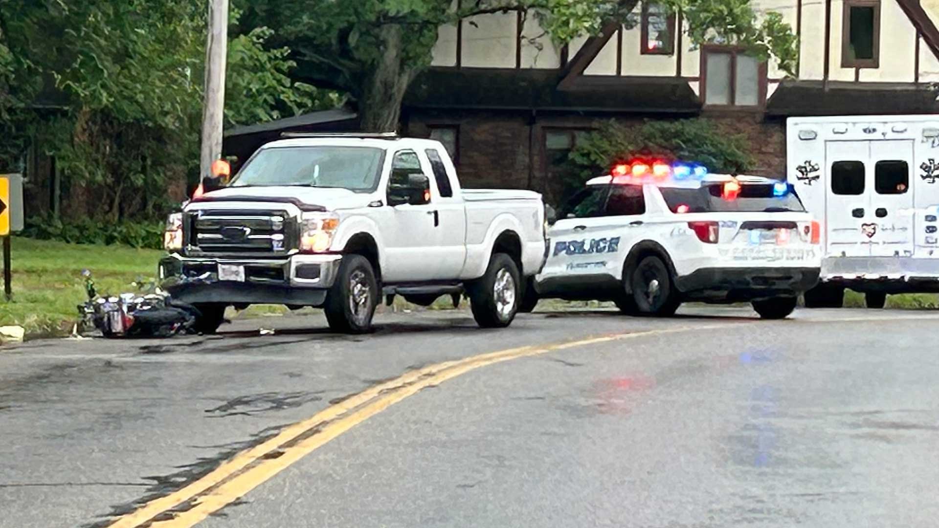 Crash Between Motorcycle, Truck Closes Lane Near Lanterman's Mill In ...