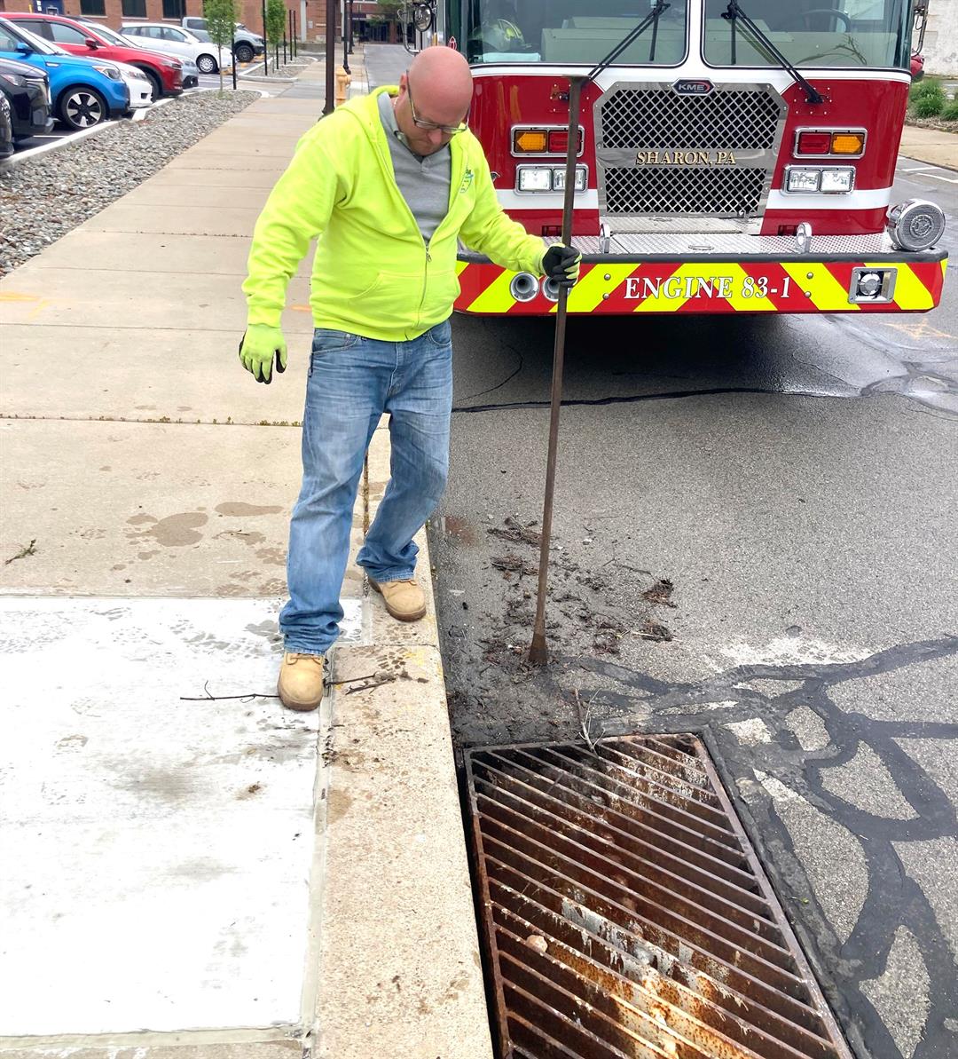 Mark Settle, Sharon Public Works Director assists in the rescue