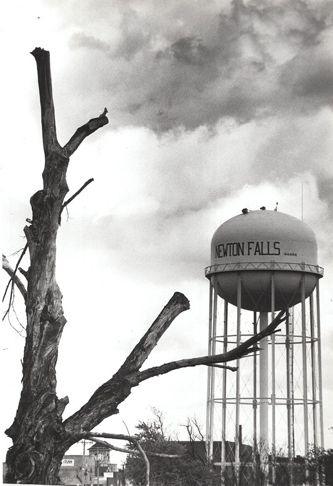 Taken in Newton Falls in 1990 showing a tree damaged from the storm