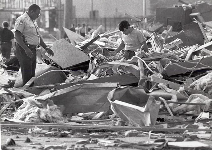 Warren crews search through the rubble