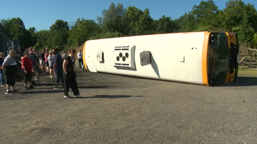 Departments receive training on school bus fire and rollover evacuation in Howland