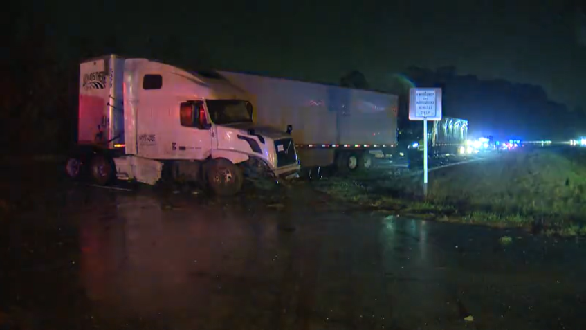 Lanes reopen following crash involving multiple semi trucks on I-80