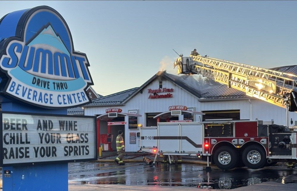Flames erupt at Canfield car wash/drive thru