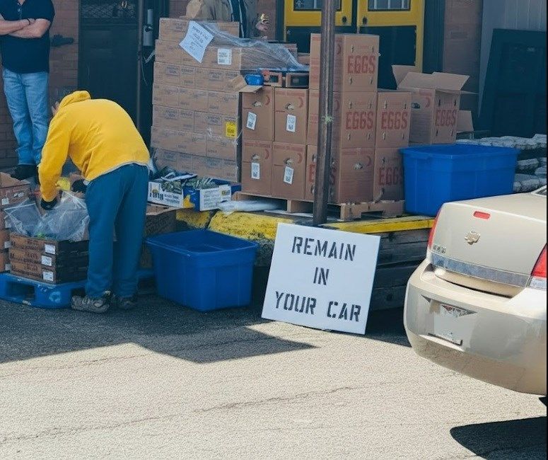 Instructions: Today’s Warren Family Mission drive-thru food giveaway