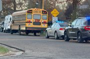 OSP: Niles School bus transporting students clips car