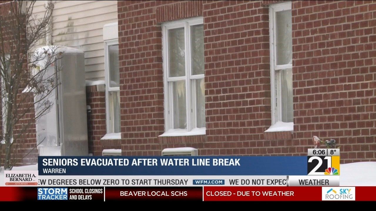 Seniors evacuated after water line break in Warren