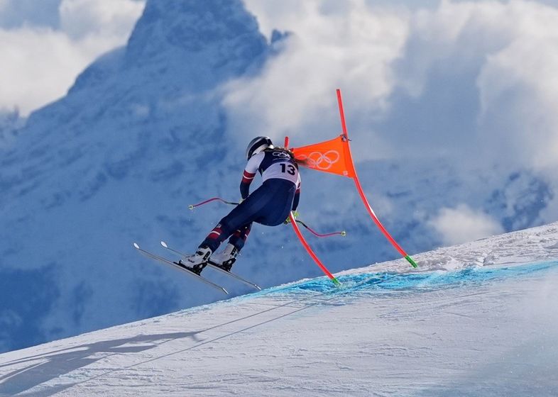 Lindsey Vonn crashes during an alpine ski women's downhill race, at the 2026 Winter Olympics