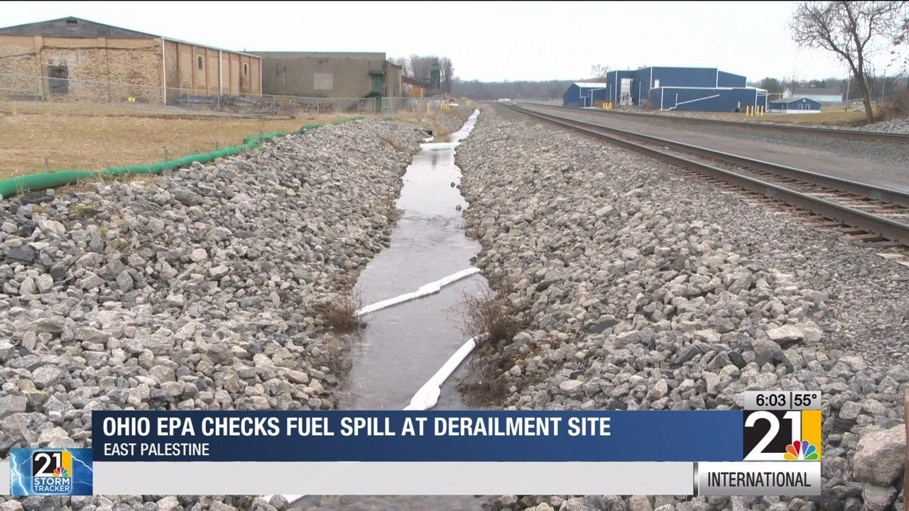 Ohio EPA checks fuel spill at derailment site