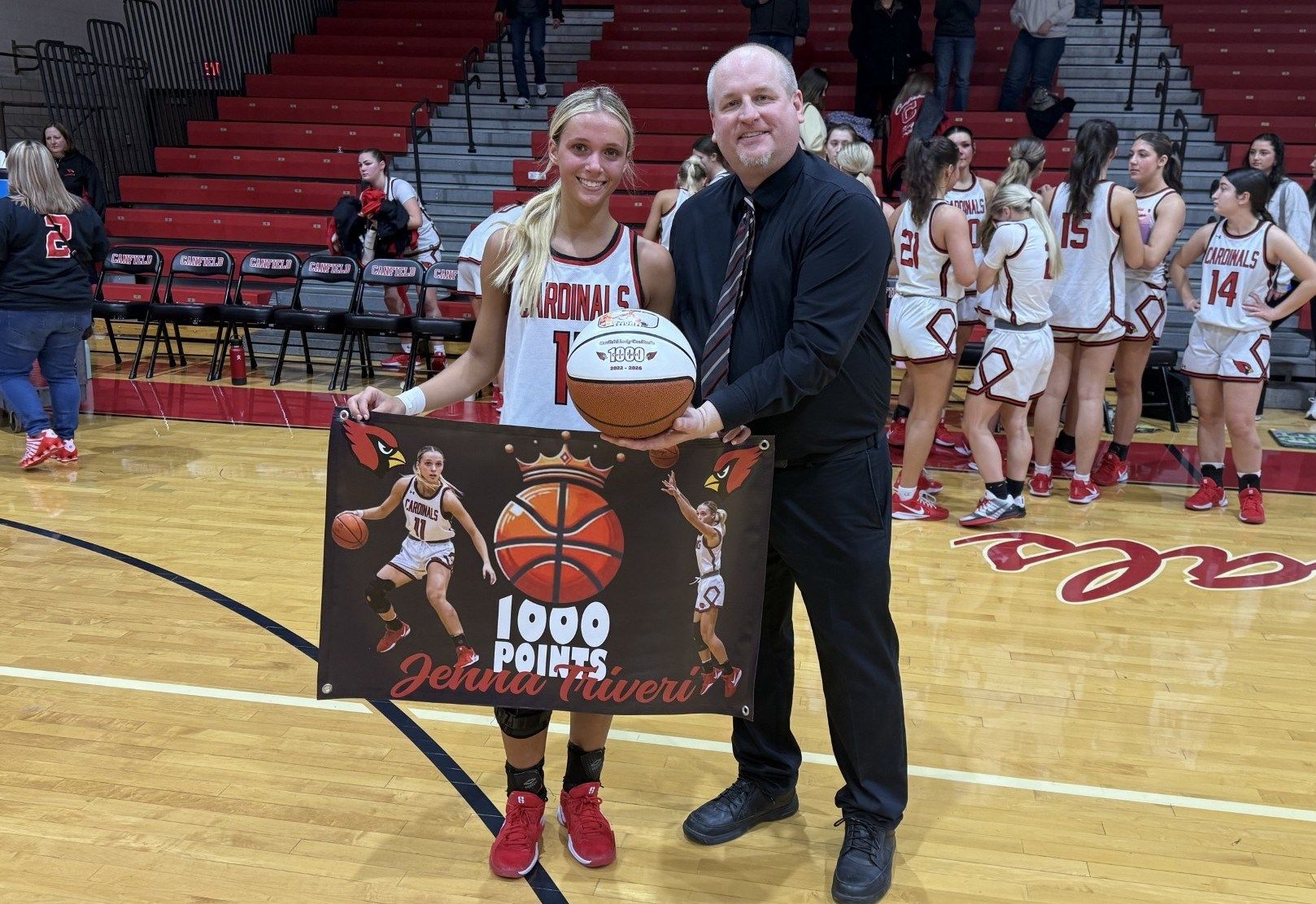 Canfield's Triveri hits 1,000 points in sectional win