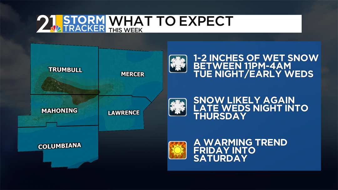 A couple of additional snow chances this week