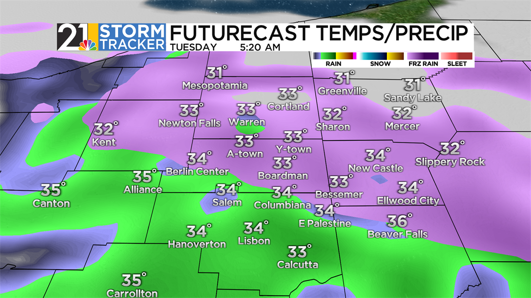 A pre-dawn glaze of ice possible early Tuesday; May-like weather ahead